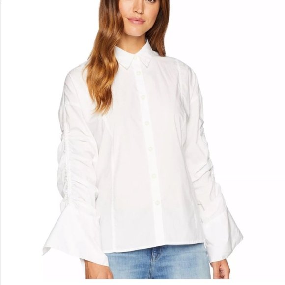 New Free People Brown Eyed Girl Solid Blouse XS M - Picture 7 of 8